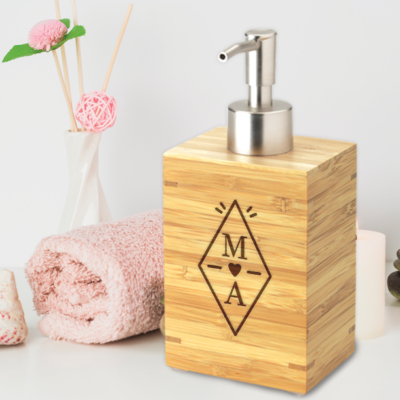 Αντλία κρεμοσάπουνου από bamboo, με Αρχικά