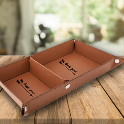 2 θέσεων Θήκη Δερμάτινη Επιτραπέζια με Μήνυμα