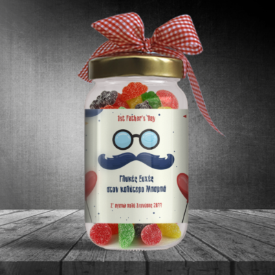 Με μουστάκι Βαζάκι με Καραμέλες με Μήνυμα, Ευχές