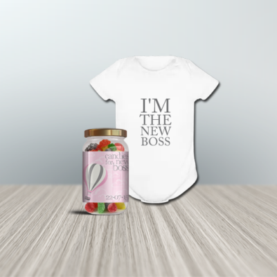 New Boss Δώρο για Νεογέννητο Κορίτσι, Φορμάκι, Βαζάκι Καραμέλες