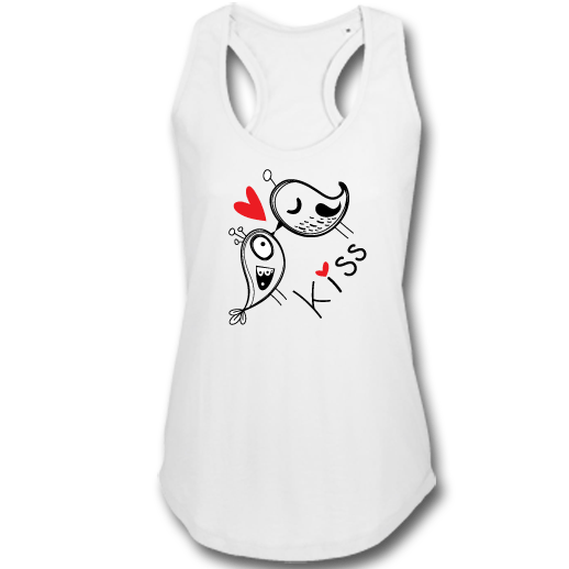 Λευκό Γυναικείο Αμάνικο Μακό με Πουλάκια