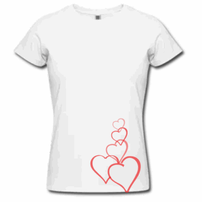 Λευκό Γυναικείο T-shirt με Καρδιές