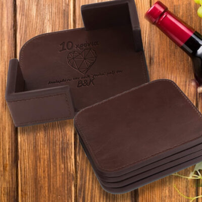 Σετ 4 Δερμάτινα Σουβέρ, Μήνυμα στη βάση με Laser