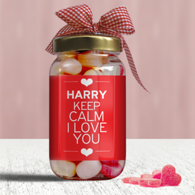 Προσωποποιημένο Βαζάκι με Καραμέλες, Keep Calm Love