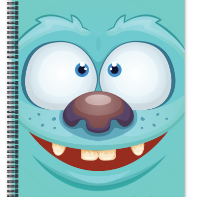 Προσωποποιημένο Τετράδιο Α4 με όνομα για Δημοτικό με Μπλε Τερατάκι για Αγόρι