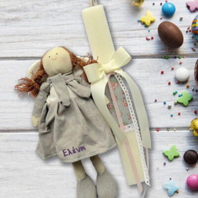 Χειροποίητη Πασχαλινή Λαμπάδα με Όνομα σε Κούκλα, για κορίτσια