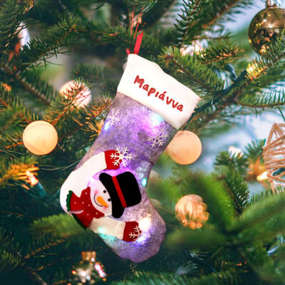 Χριστουγεννιάτικη Κάλτσα με Φωτάκια LED, Όνομα