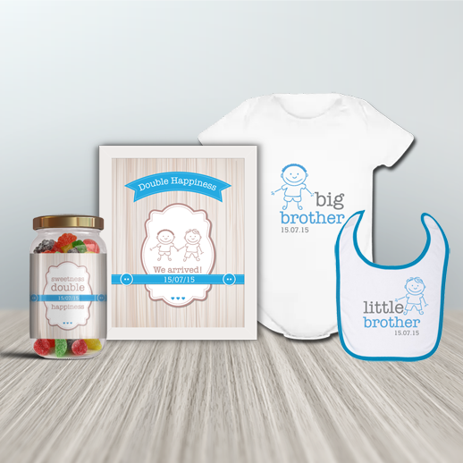Δώρο Σετ για Νεογέννητα Δίδυμα Αγοράκια, με Ημερομηνία Γέννησης