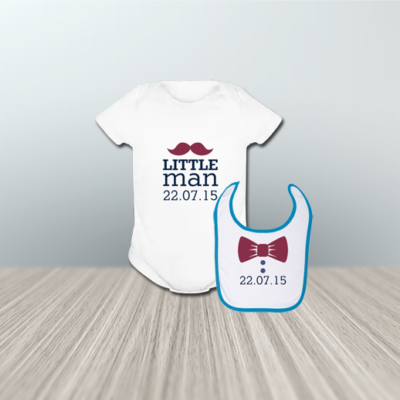Little Man, Σετ Φορμάκι με Σαλιάρα, Δώρο για Νεογέννητο Αγοράκι