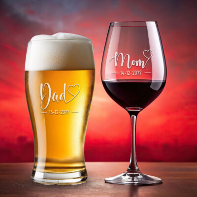 Σετ Ποτήρια Κρασιού & Μπύρας με Ονόματα