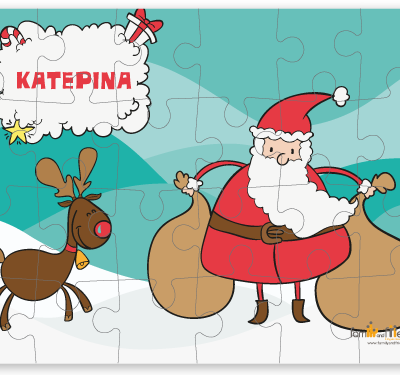 Χριστουγεννιάτικο Παζλ με Άγιο Βασίλη και Τάρανδο