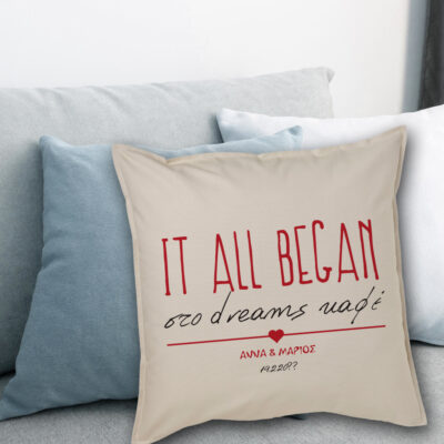 Μαξιλάρι για καναπέ All Began ...  με Ονόματα, Μήνυμα