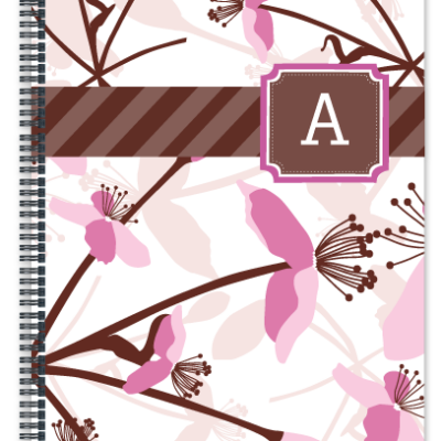 Τετράδιο Α4 με όνομα για Δημοτικό Σημειώσεων με Ροζ Λουλούδια