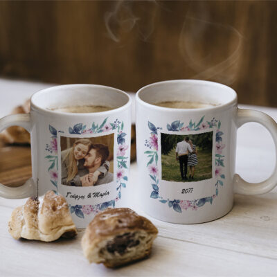 Με Λουλούδια Κούπα με εκτύπωση 2 Φωτογραφιών