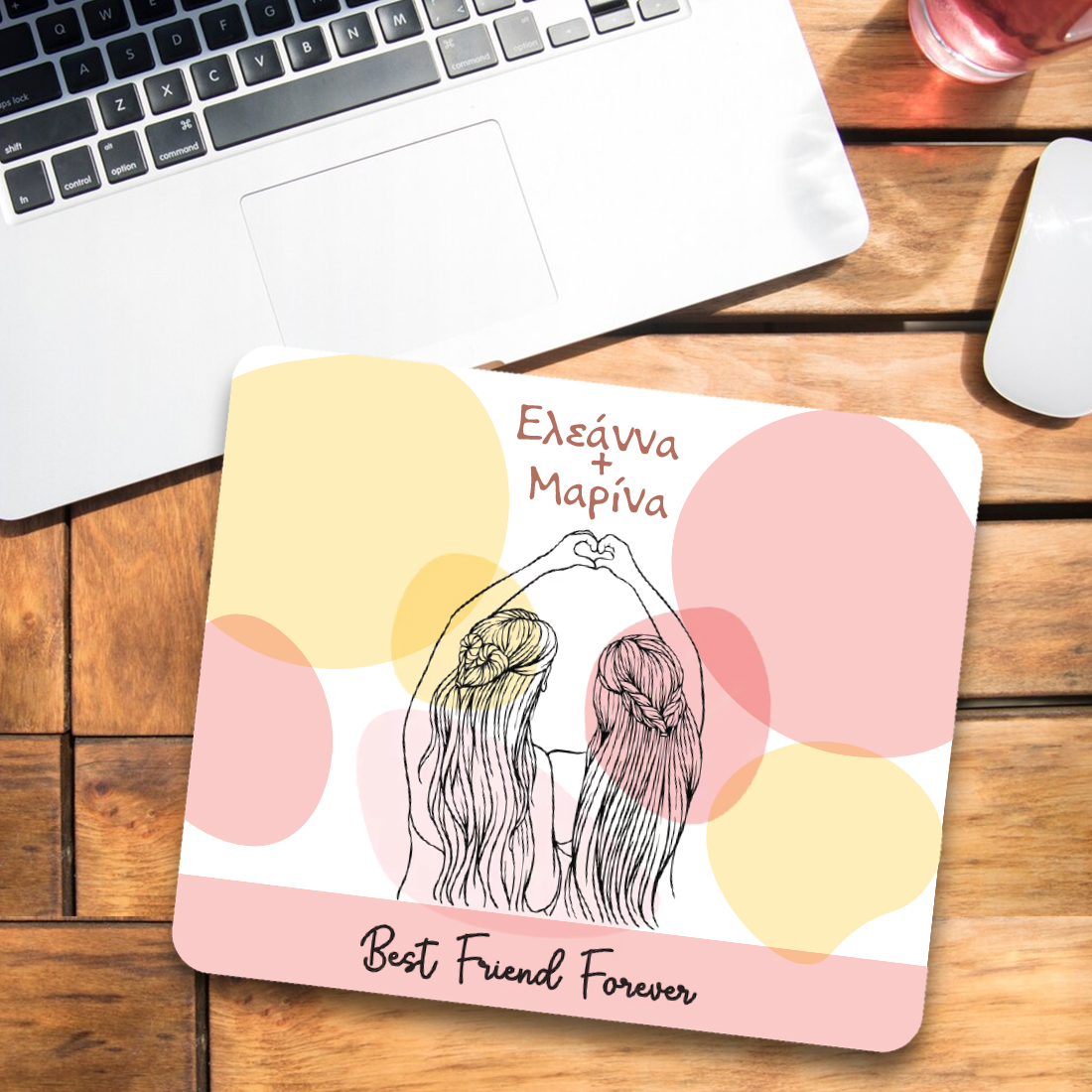 Mousepad Best Friends Forever για γραφείο της κολλητής σας με Ονόματα