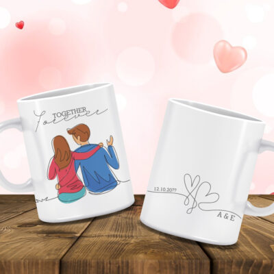 Κούπα με σκίτσο ζευγάρι με Ονόματα, Forever Together