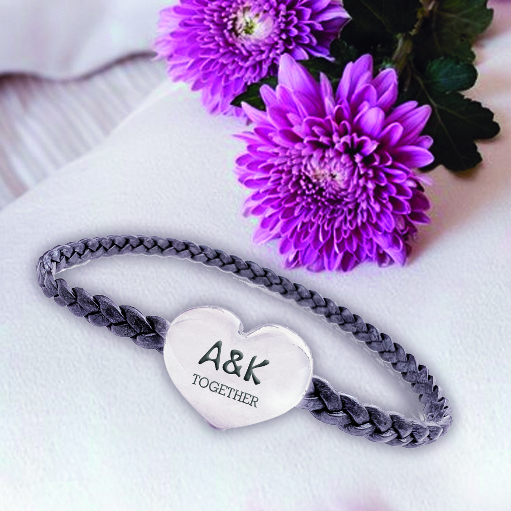 Βραχιόλι Δερμάτινο με κλείσιμο Καρδιά με χάραξη MOM - Image 3