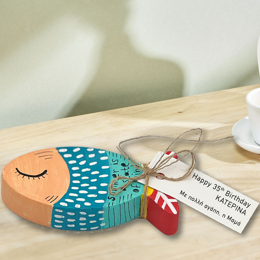 Χειροποίητο διακοσμητικό ψαράκι για Δασκάλα με Μήνυμα, Ονόματα - Image 2