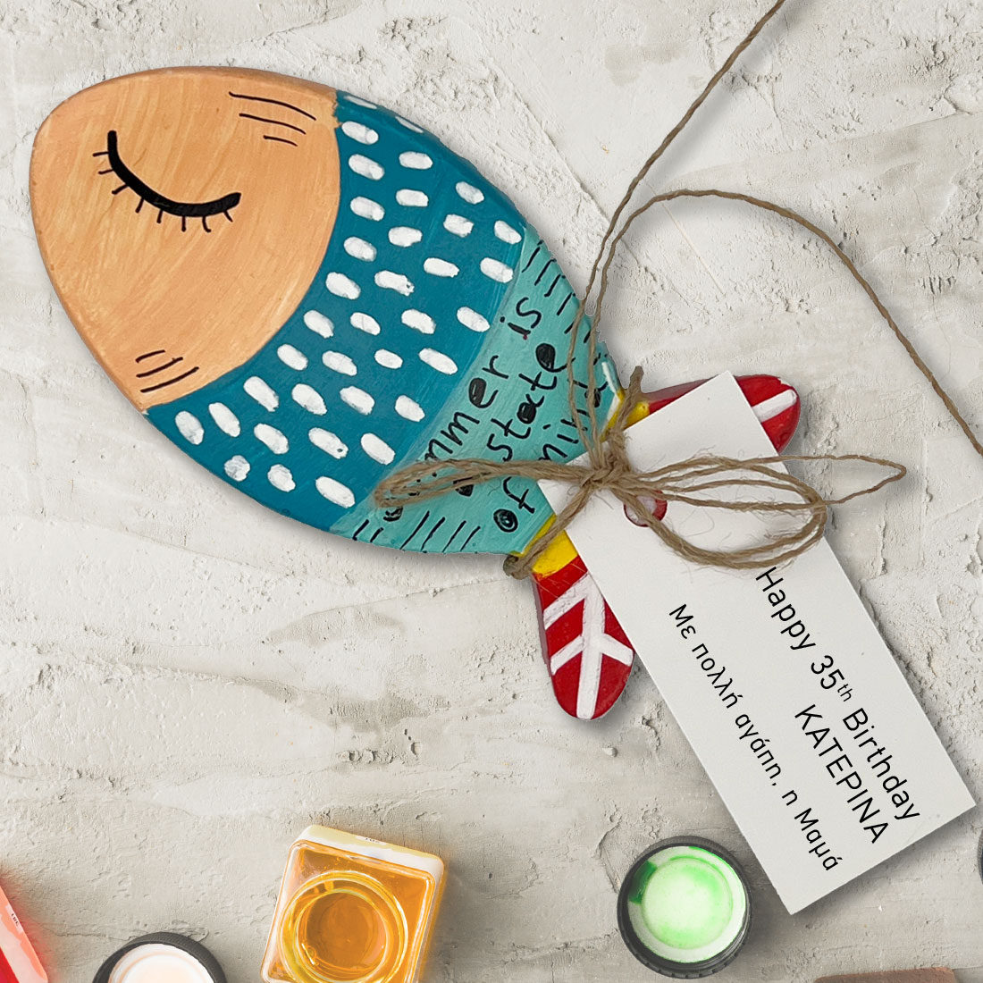 Χειροποίητο διακοσμητικό ψαράκι για Δασκάλα με Μήνυμα, Ονόματα - Image 3