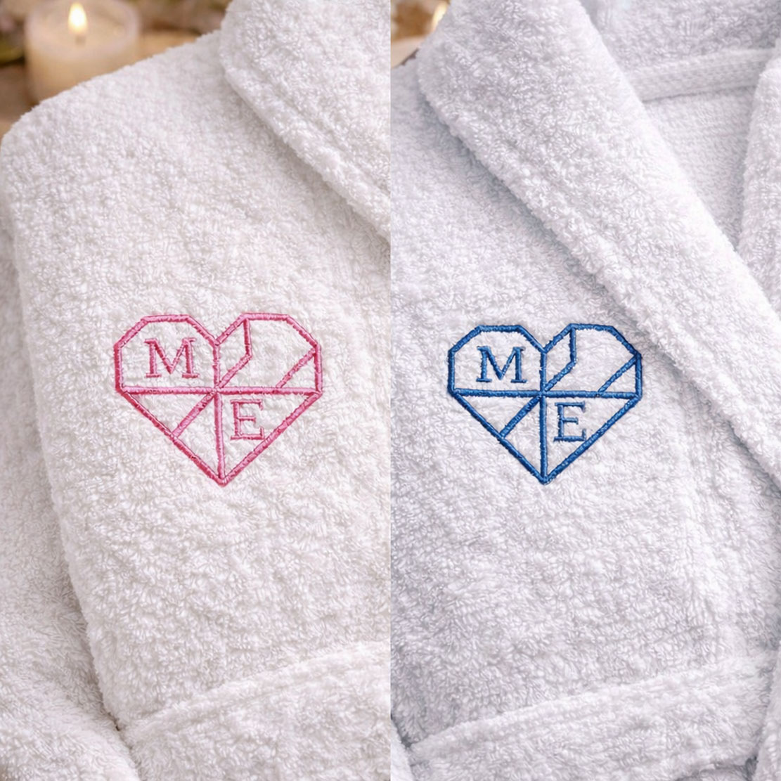 Μπουρνούζι με Κεντημένα Αρχικά σε Καρδιά