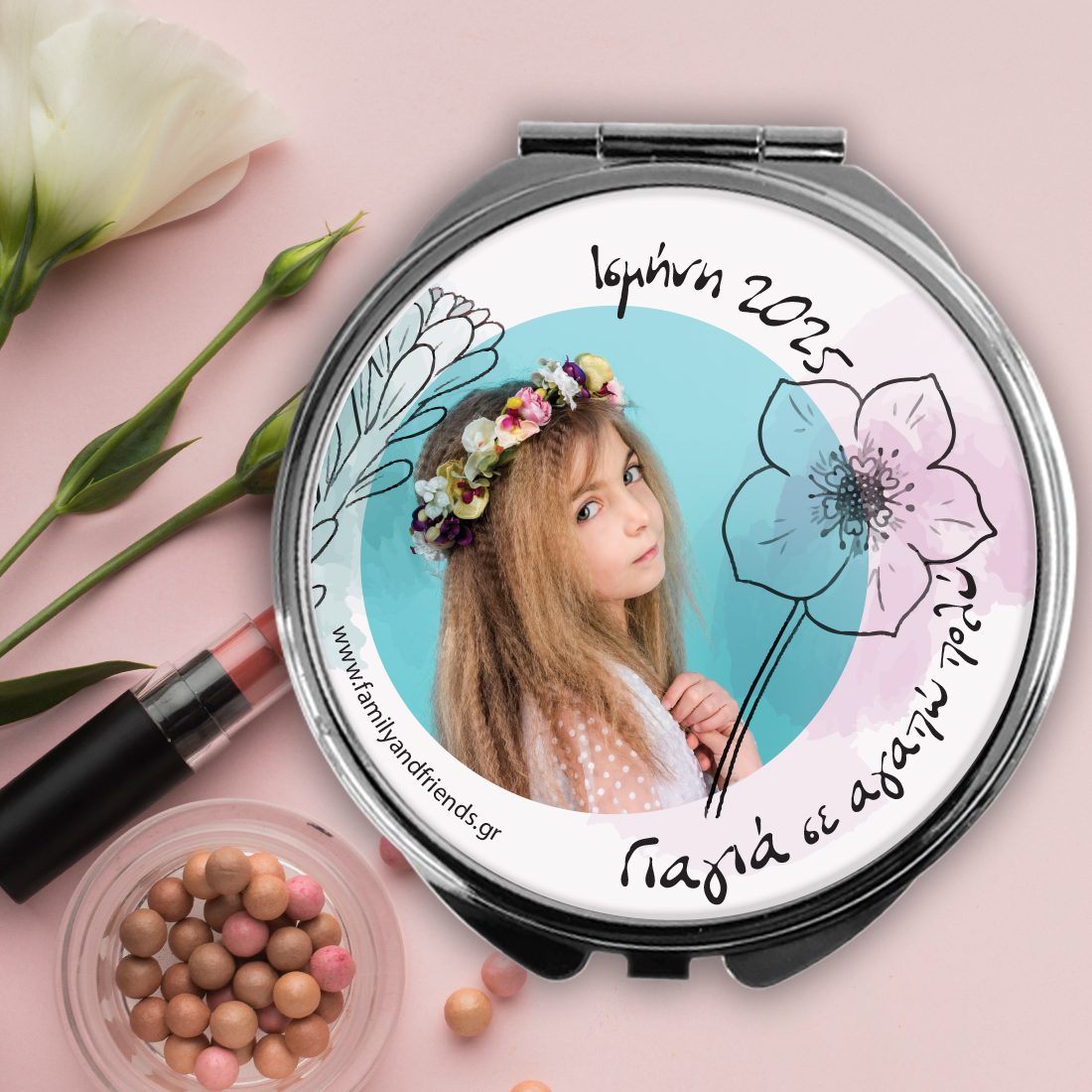 Καθρεφτάκι Τσάντας για τη Γιαγιά με Φωτογραφία, Όνομα