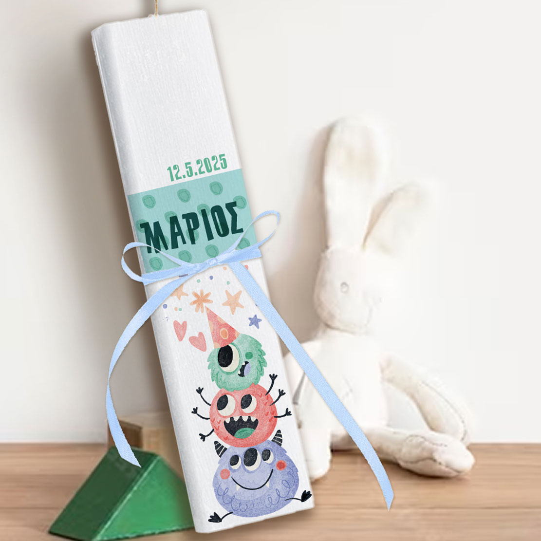 Χειροποίητη Λαμπάδα Προσωποποιημένη με Όνομα για Αγόρι δημοτικού