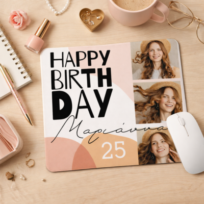Mouse pad με Φωτογραφίες, Όνομα Happy Birthday
