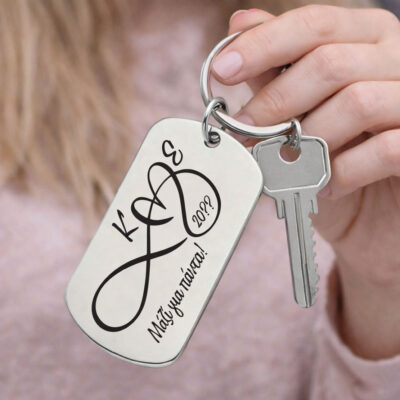 Μπρελόκ μεταλλικό με χάραξη, Αρχικά μαζί για πάντα