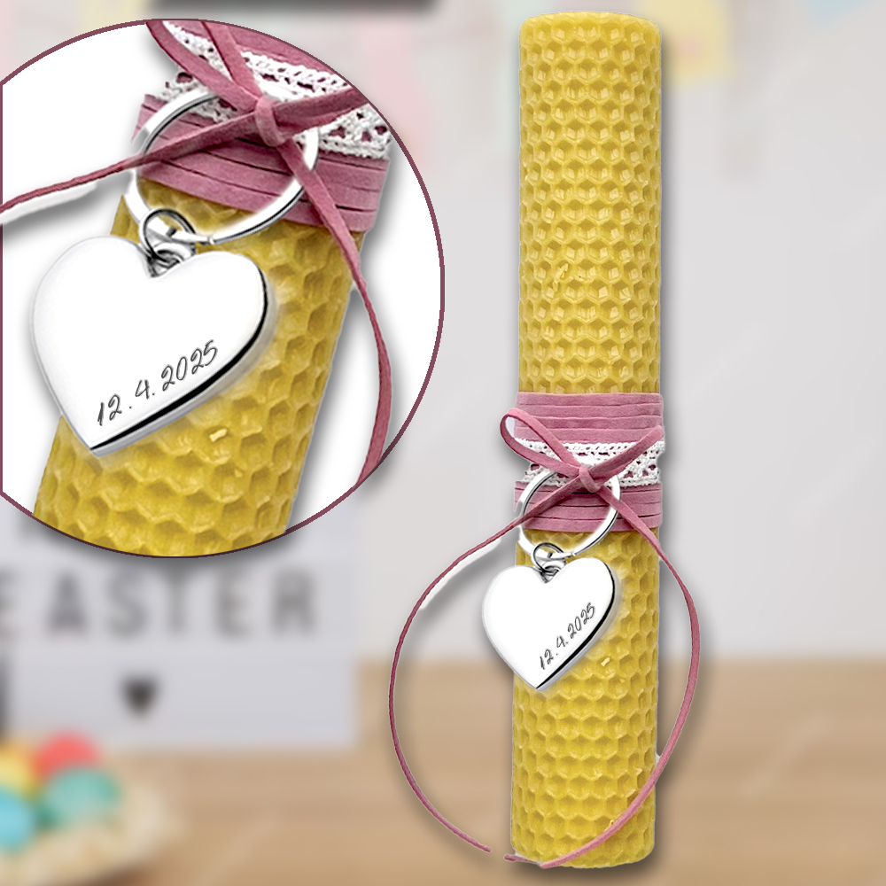 Χειροποίητη Λαμπάδα μελισσοκέρι με Μπρελόκ τσάντας αρκουδάκι με ζιρκόν - Image 3