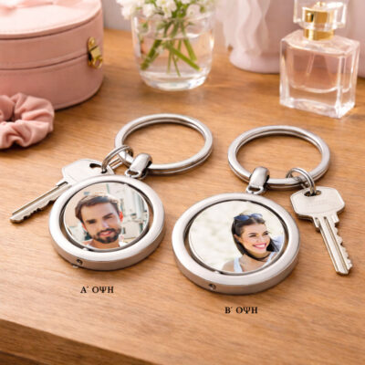 Μεταλλικό Μπρελόκ δυο όψεων με 2 Φωτογραφίες, για Γυναίκες, Άνδρες