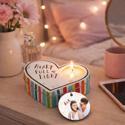 Κηροπήγιο Χειροποίητο δώρο με Φωτογραφία σε διακοσμητικό