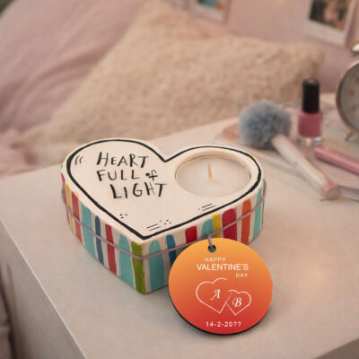 Κηροπήγιο καρδιά Χειροποίητο με μήνυμα, αρχικά δώρο για γυναίκες
